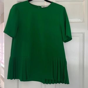 Zara Green Pleated Blouse, Size Medium